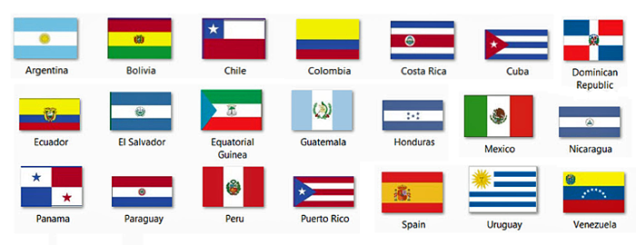 flags of Spanish speaking countries